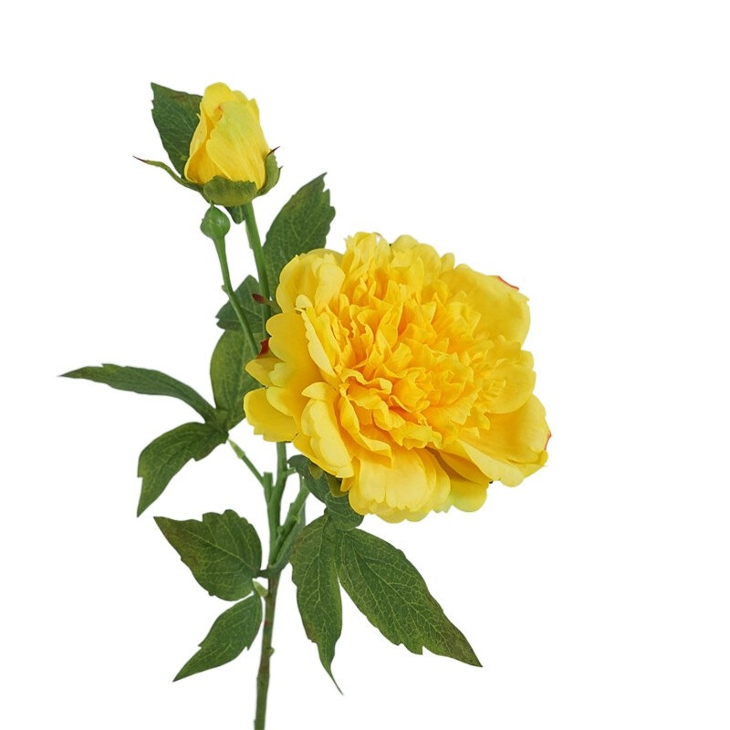 High-quality artificial peony with two flower heads