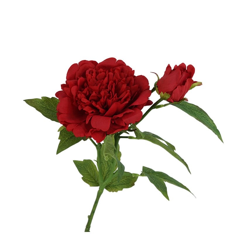 High-quality artificial peony with two flower heads