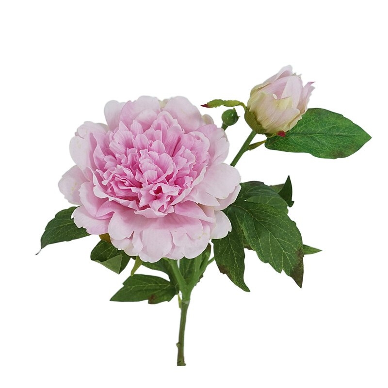 High-quality artificial peony with two flower heads