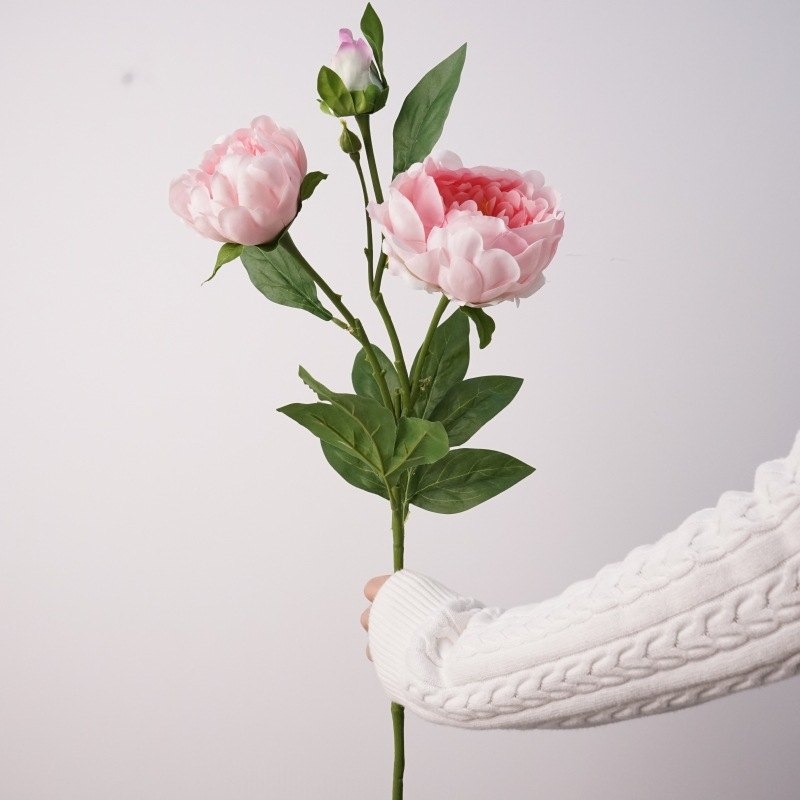 Artificial peony with 3 flower heads