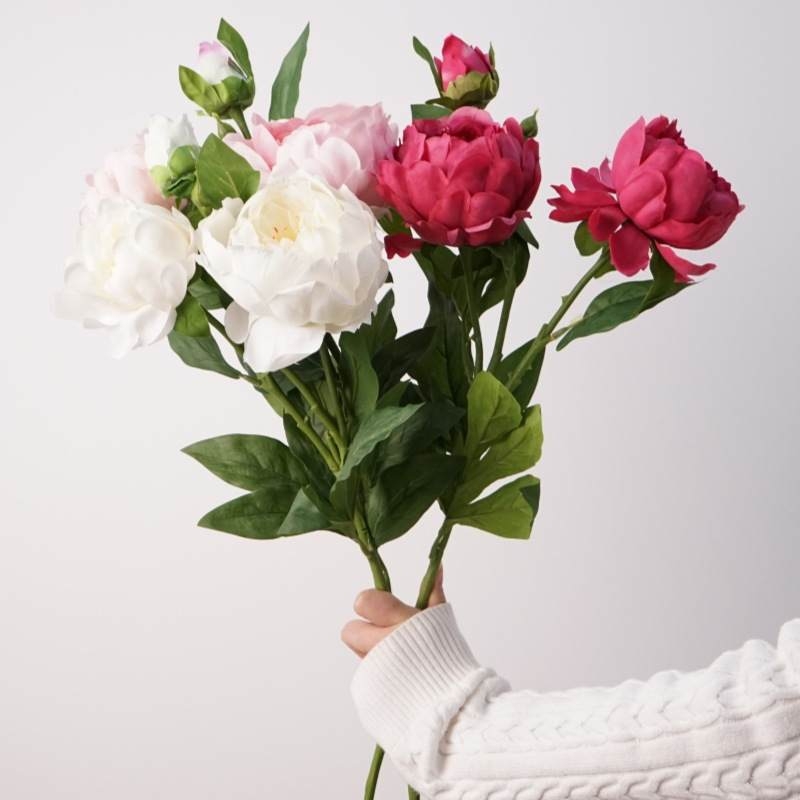 Artificial peony with 3 flower heads