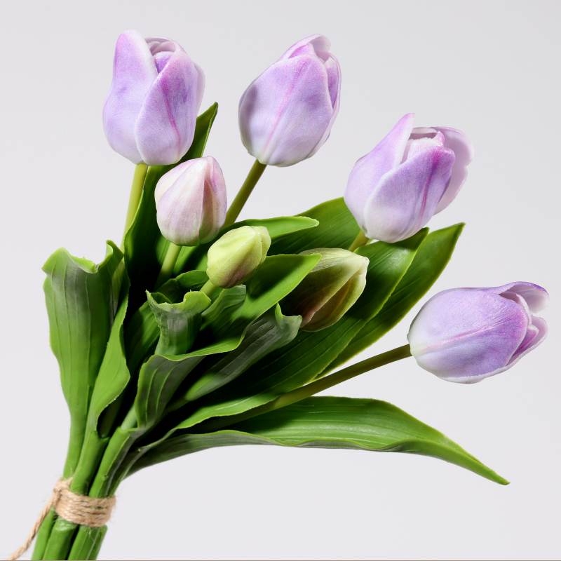 A bouquet of artificial tulips with 7 flowers