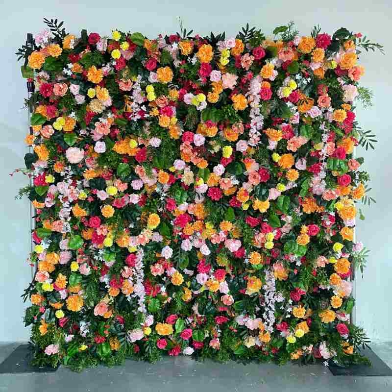 Artificial Rose Hydrangea and  Green plants wall