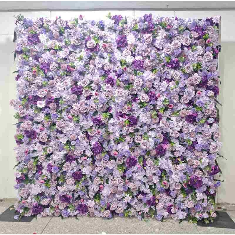 Artificial purple peony and other plants wall
