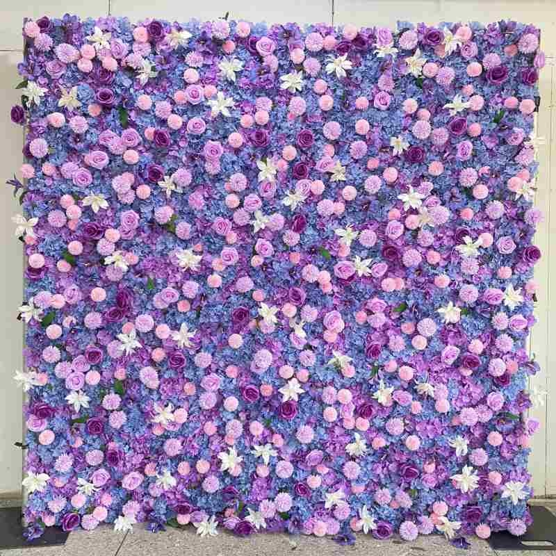 Artificial Roses, hydrangeas and other plants wall