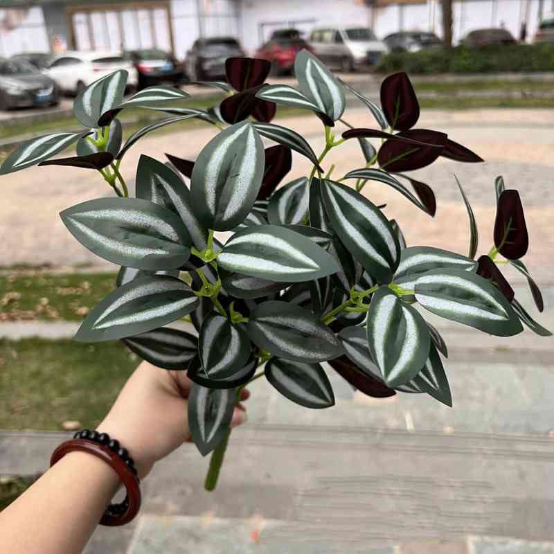 Artificial green-and-white variegated Tradescantia