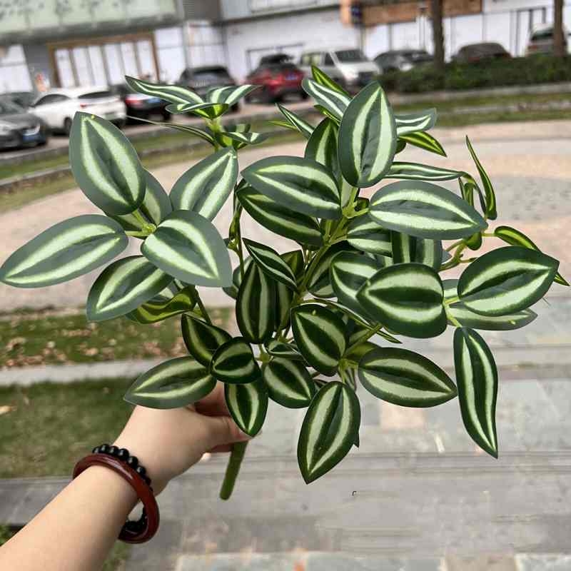 Artificial green-and-white variegated Tradescantia