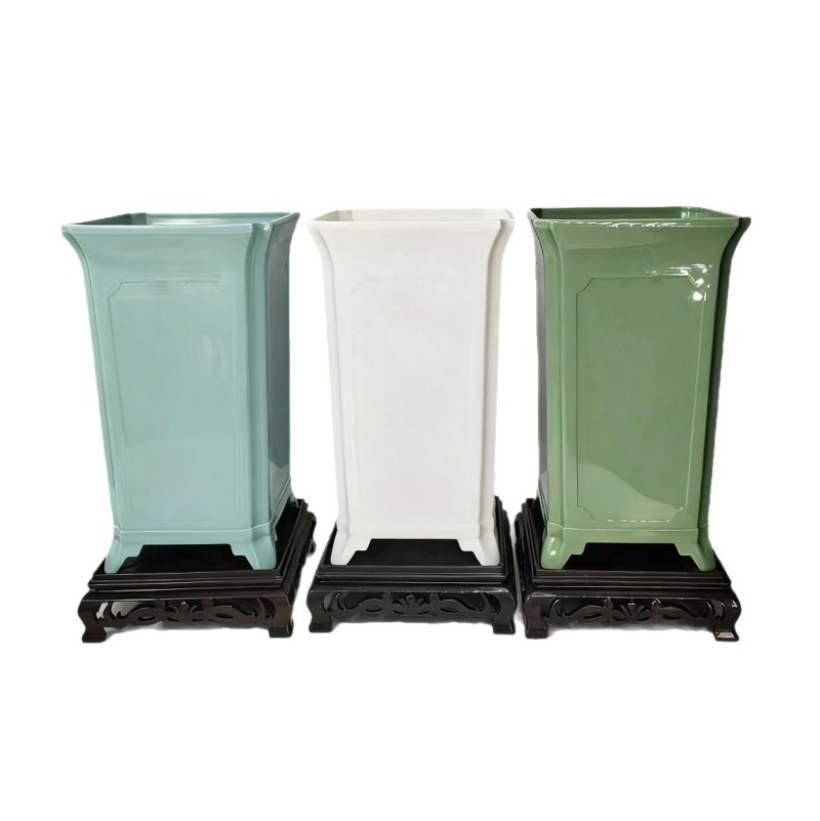 Imitation Qing porcelain tall plastic flower pot